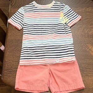Tommy Bahama Kids Striped Tee and Coral Shorts Set